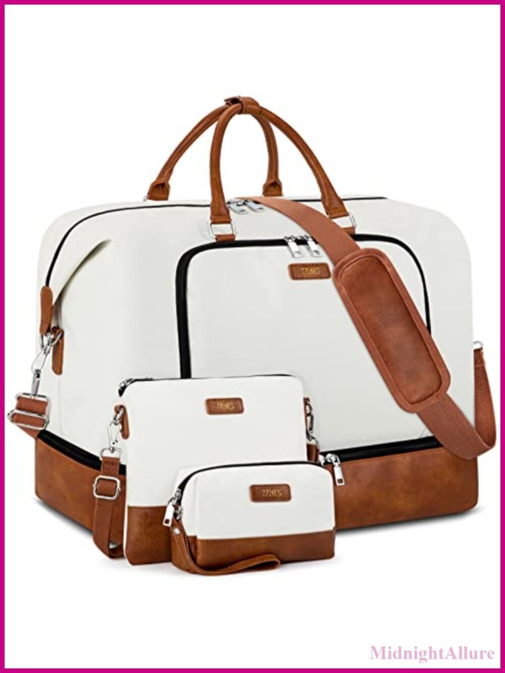 Travel Weekender Bag 3-Piece Set with Shoe Compartment Water Resistant Nylon